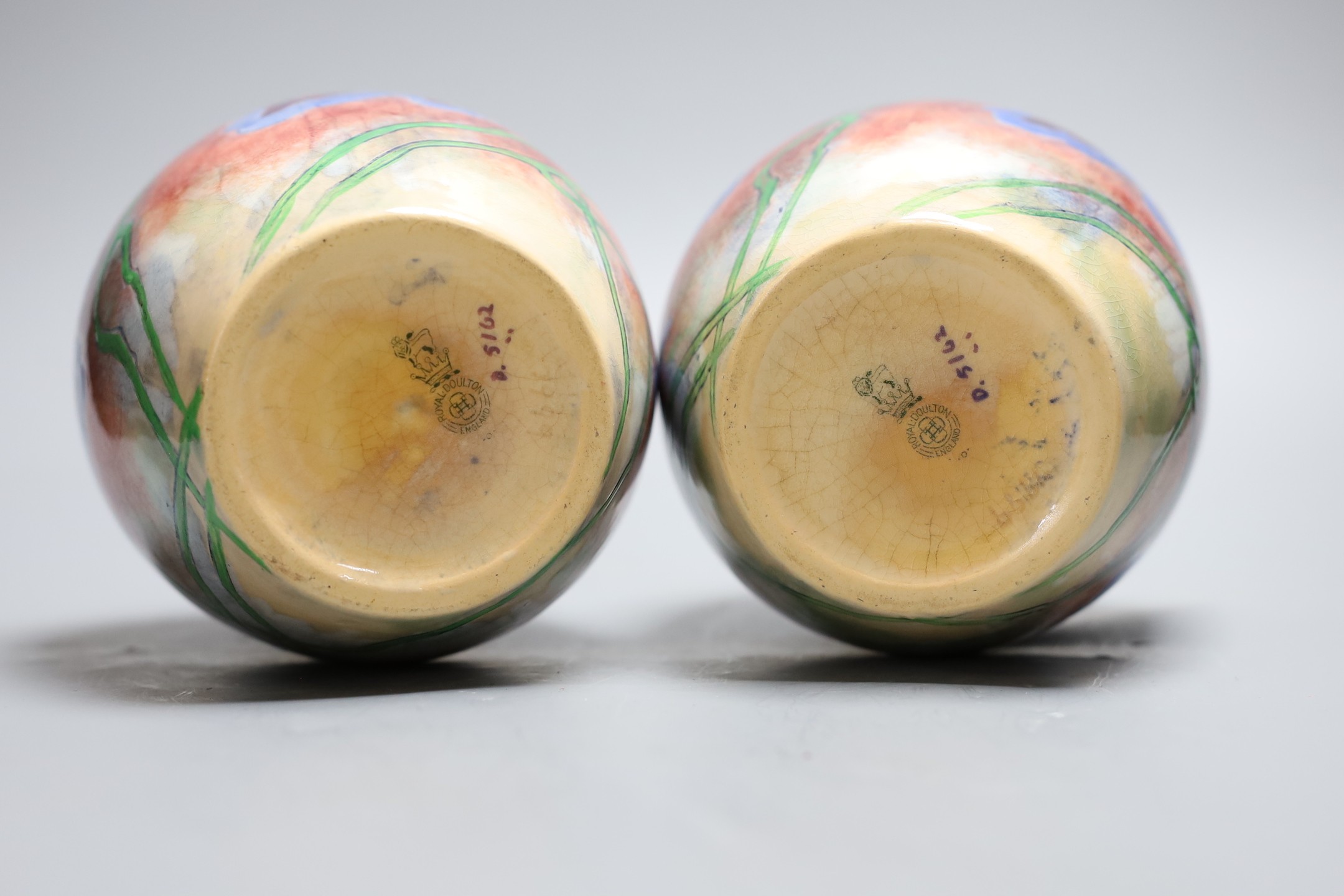 A pair of Royal Doulton floral vases by Frank Brangwyn D5162 c.1931